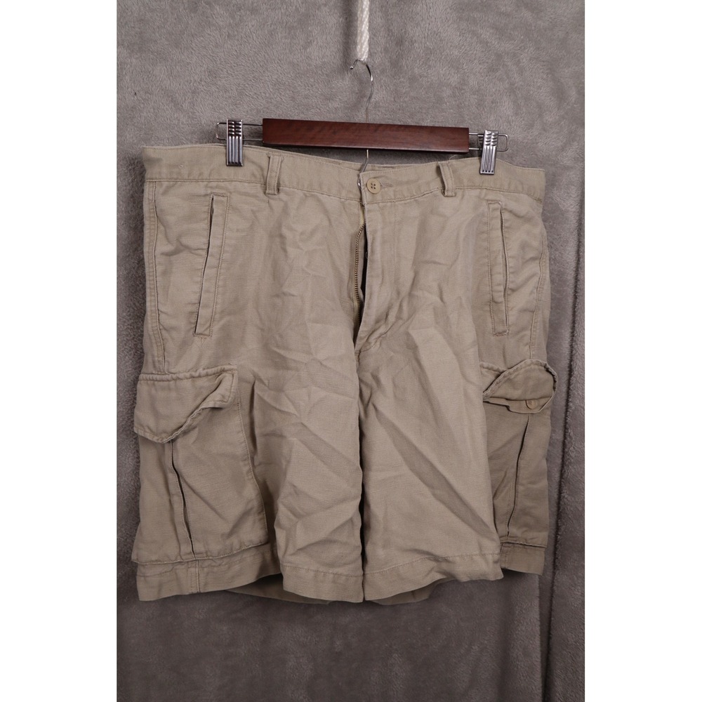 Breakwater Mens Khaki Tan Linen Cotton Blend Cargo Shorts Size 38 RN17730